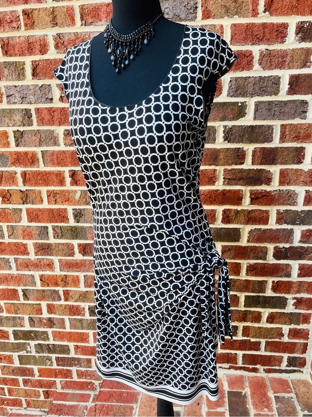 Vintage y2k Max Studio chain print Midi Dress with Side Tie/Knot Detail - Medium